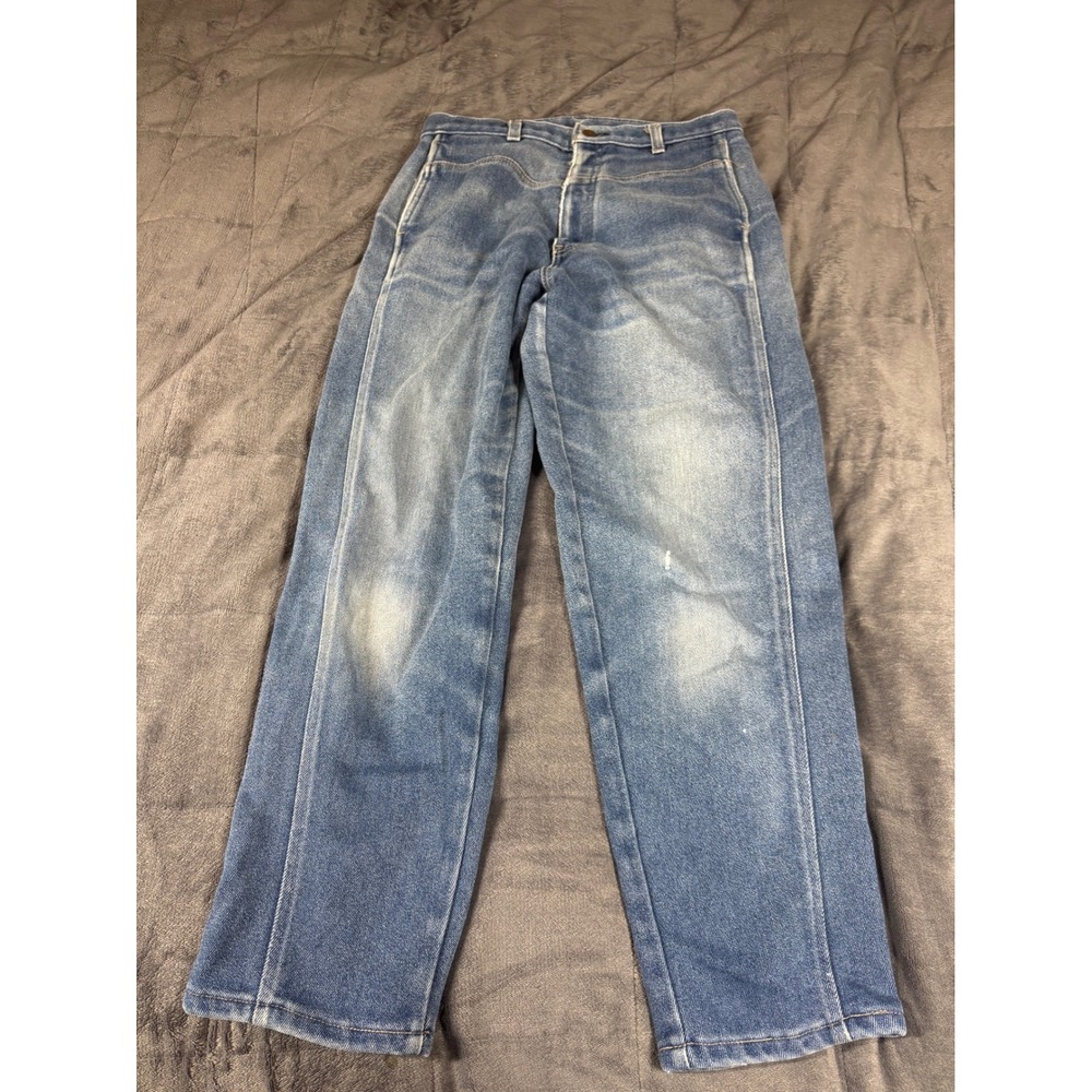 Vintage High Waisted Paneled Straight Leg Jeans Medium Wash Blue Size 16/28